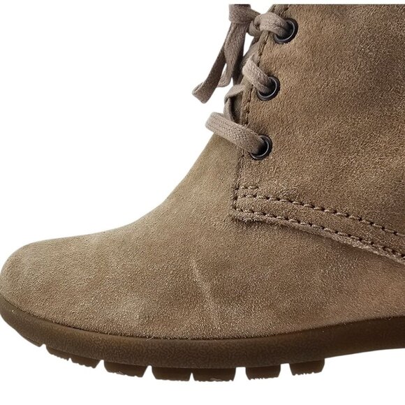 Prada Womens 39 Linnea Rossa‎ Desert Wedge Suede Ankle Booties - Picture 7 of 16